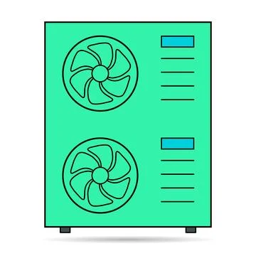 Heat pump air source shadow icon, cooling electric system machine, cool web v 스톡 일러스트