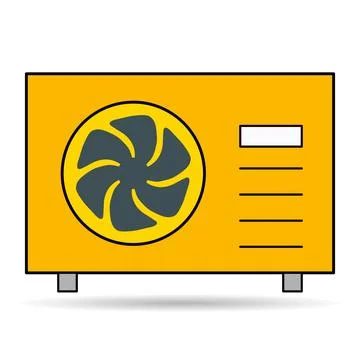 Heat pump air source shadow icon, cooling electric system machine, cool web v Stock Illustration