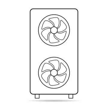 Heat pump air source shadow icon, cooling electric system machine, cool web v Stock Illustration
