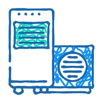 Heat pump energy efficient icon doodle illustration Ilustración de archivo
