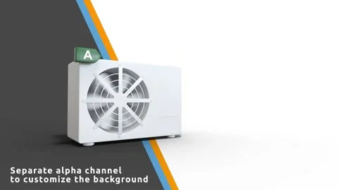 Heat pump with fast spinning propeller - plain white background - 3D renderin Video stock 305634734