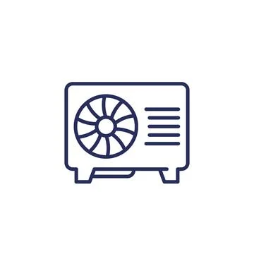 Heat pump line icon, vector Stock Illustration