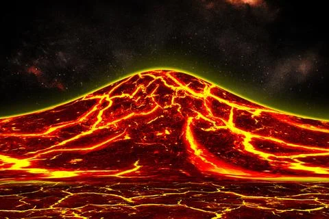 Heat red cracked ground texture after eruption volcano Stock Illustration