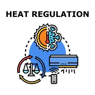 Heat regulation control system balancing temperature and climate Stock Illustration