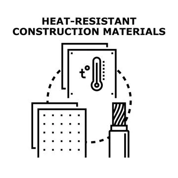 Heat resistant construction material property icon concept Stock Illustration