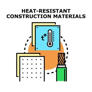 Heat resistant construction material property icon concept Stock Illustration