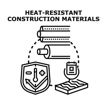 Heat resistant construction materials engineering and technology Stock Illustration