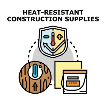 Heat resistant construction supplies vector concept presenting materials Stock Illustration
