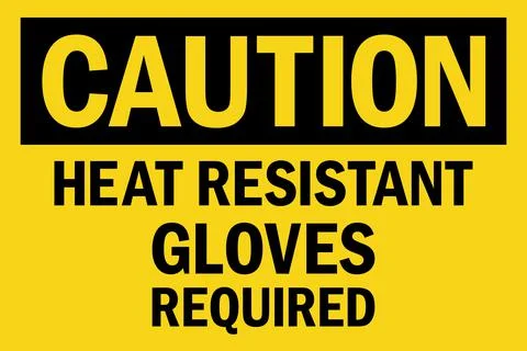 Heat Resistant Gloves Required Caution sign. Illustrazione stock