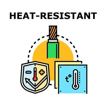 Heat resistant materials protecting electrical cable from extreme temperature Stock Illustration