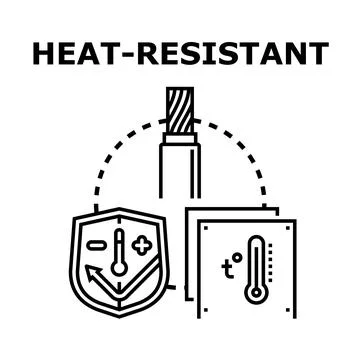 Heat resistant materials protecting electrical cable from extreme temperature Stock Illustration