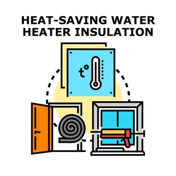 Heat saving water heater insulation concept Illustrazione stock