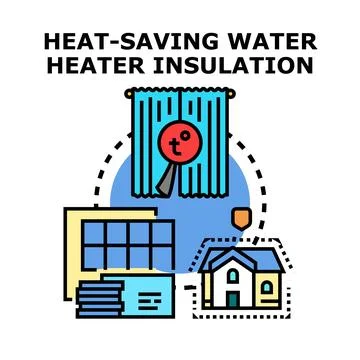 Heat saving water heater insulation concept vector Illustrazione stock