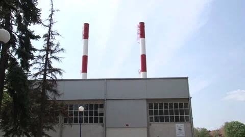 Heat station chimneys Stock-Footage 37164888