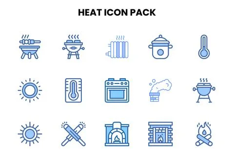 Heat Two Colour Icons Pack Ilustração Stock