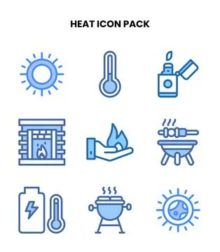 Heat Two Colour Vector Icons Pack Stock Illustration
