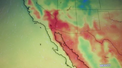 Heat Wave Anomaly Over Mexico and USA Southwest Camera Shot of Computer Scr.. Stock Footage 336802831