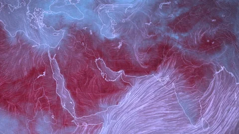 Heat Wave Anomaly Over Middle East Camera Shot of Computer Screen Pixels Vi.. Stock Footage 336803119