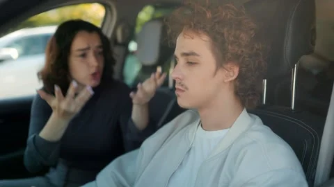 Heated Argument Between Couple Inside Car, Angry Girlfriend Shouting Loudly Stock Footage 316455973
