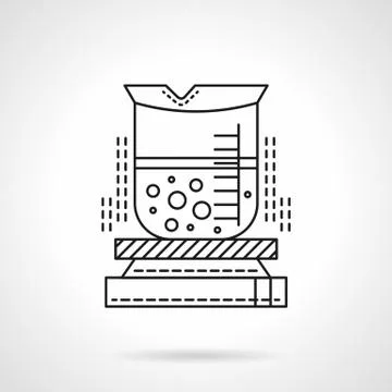 Heated beaker flat line vector icon. Stock Illustration