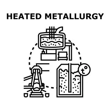 Heated metallurgy process creating metal products and shapes Stock Illustration