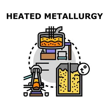 Heated metallurgy process creating metal products and shapes Stock Illustration