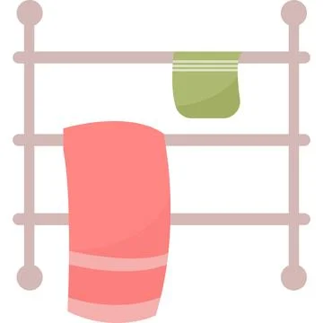 Heated towel rail in bathroom vector icon isolated on white 库存插图