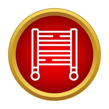 Heated towel rail icon inside red circle border 스톡 일러스트