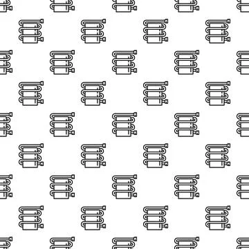 Heated towel rail seamless pattern with outline icons Stock Illustration