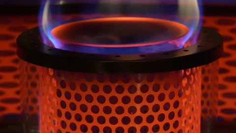 Heater Blue flame and orange element  close up pan Stock Footage 299945744