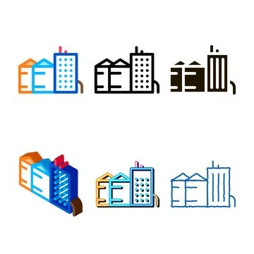 Heaters with residential buildings icon vector series outline Ilustración de archivo