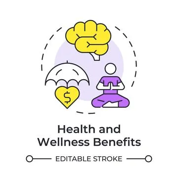 Heath and wellness benefits multi color concept icon Illustrazione stock