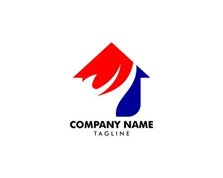 Heating and Air Conditioning House Logo Template Design Stock Illustration