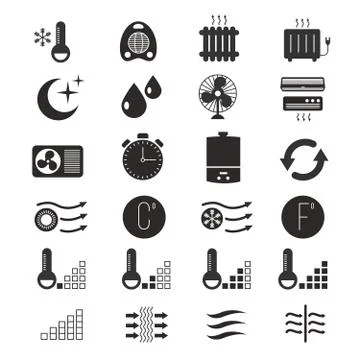 Heating and cooling, air conditioning system vector icons イラスト素材