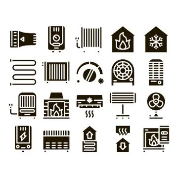 Heating And Cooling Collection Vector Icons Set イラスト素材