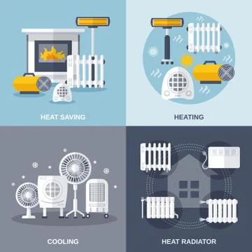 Heating And Cooling Flat Illustration