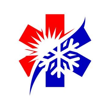Heating and cooling logo design hvac snow fire vector business company Stock Illustration