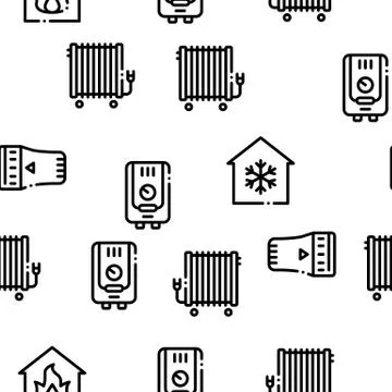 Heating And Cooling Seamless Pattern Vector Stock Illustration