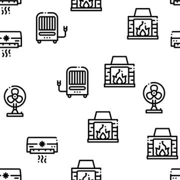 Heating And Cooling Seamless Pattern Vector Stock Illustration
