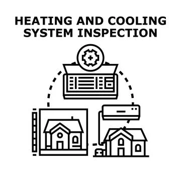 Heating and cooling system inspection and maintenance concept Ilustración de archivo