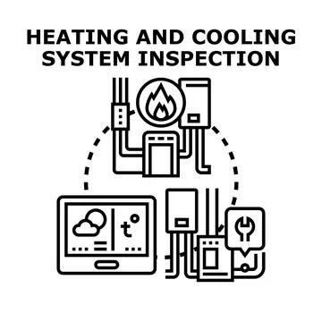 Heating and cooling system inspection and maintenance Stock Illustration