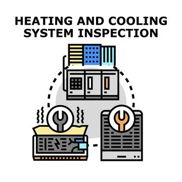 Heating and cooling system inspection and maintenance concept Stock Illustration