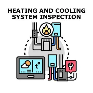 Heating and cooling system inspection and maintenance Stock Illustration