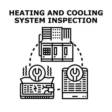 Heating and cooling system inspection and maintenance concept Stock Illustration