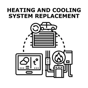 Heating and cooling system replacement concept vector illustration Stock Illustration