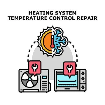 Heating and cooling system temperature control repair service Ilustración de archivo