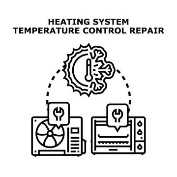 Heating and cooling system temperature control repair service Stock Illustration