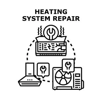 Heating and ventilation systems repairing service concept Stock Illustration