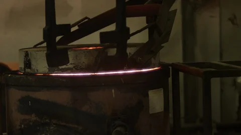 Heating apparatus being prepared at foundry Stock Footage 105841119