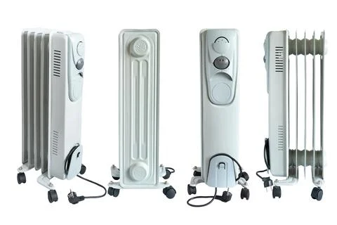 The heating battery is on a white background in different versions. Foto stock